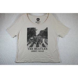 The Beatles Tshirt Extra Large XL Abbey Road Short Sleeve Cream White Top Shirt